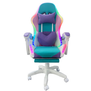 Hot Sale Premium Ergonomic Swivel Race Silla Gamer Home Office Computer LED RGB Gaming Chair with Lights