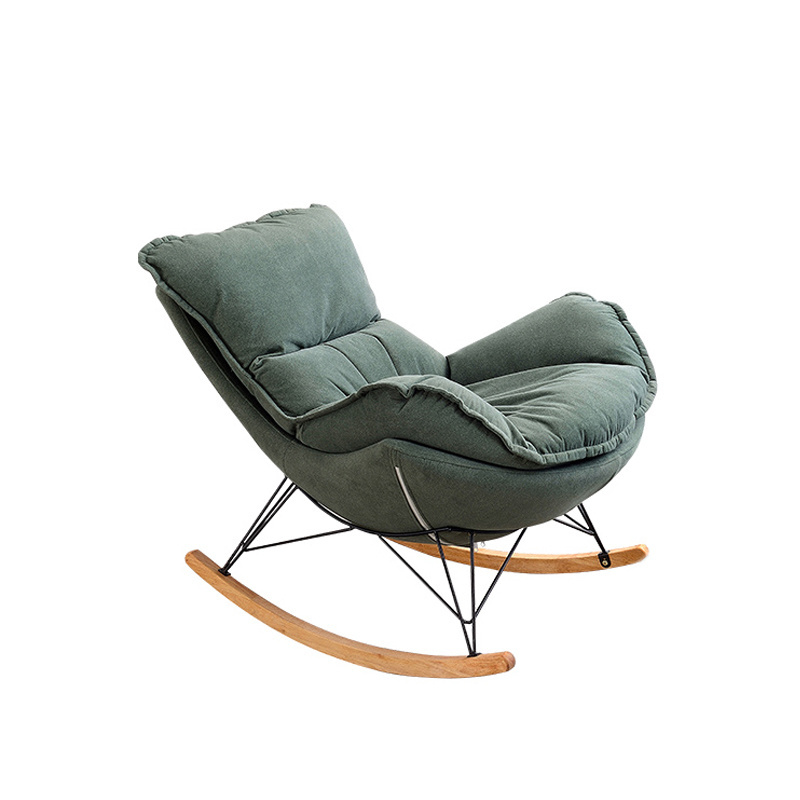 Modern Leisure Rocking Chair Living Room Upholstered Armchair Bedroom Fabric Single Sofa Chair