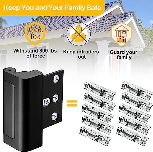 Lock Of  Safety Defender Home Security Door Lock Satin Nickel Child Proof Night Lock Door Reinforcer For Window or door