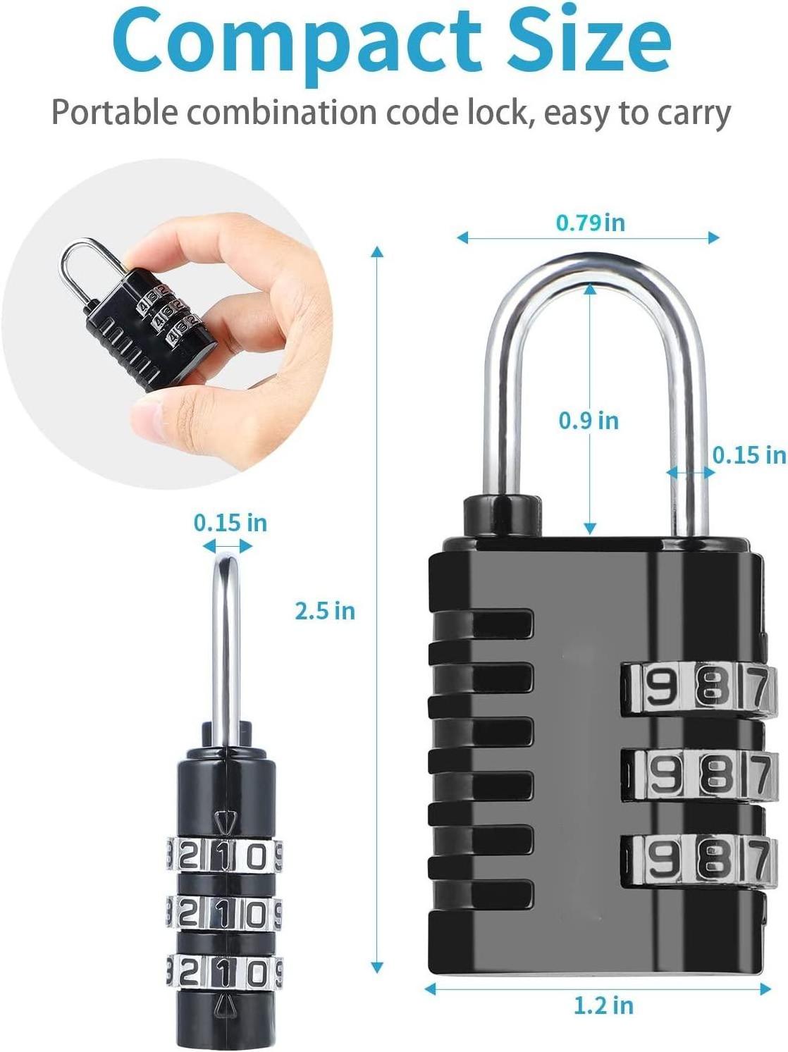 Combination Lock 3-digit Small Padlock - 4pcs Resettable Combo Lock For School Gym Locker, Outdoor, Fence