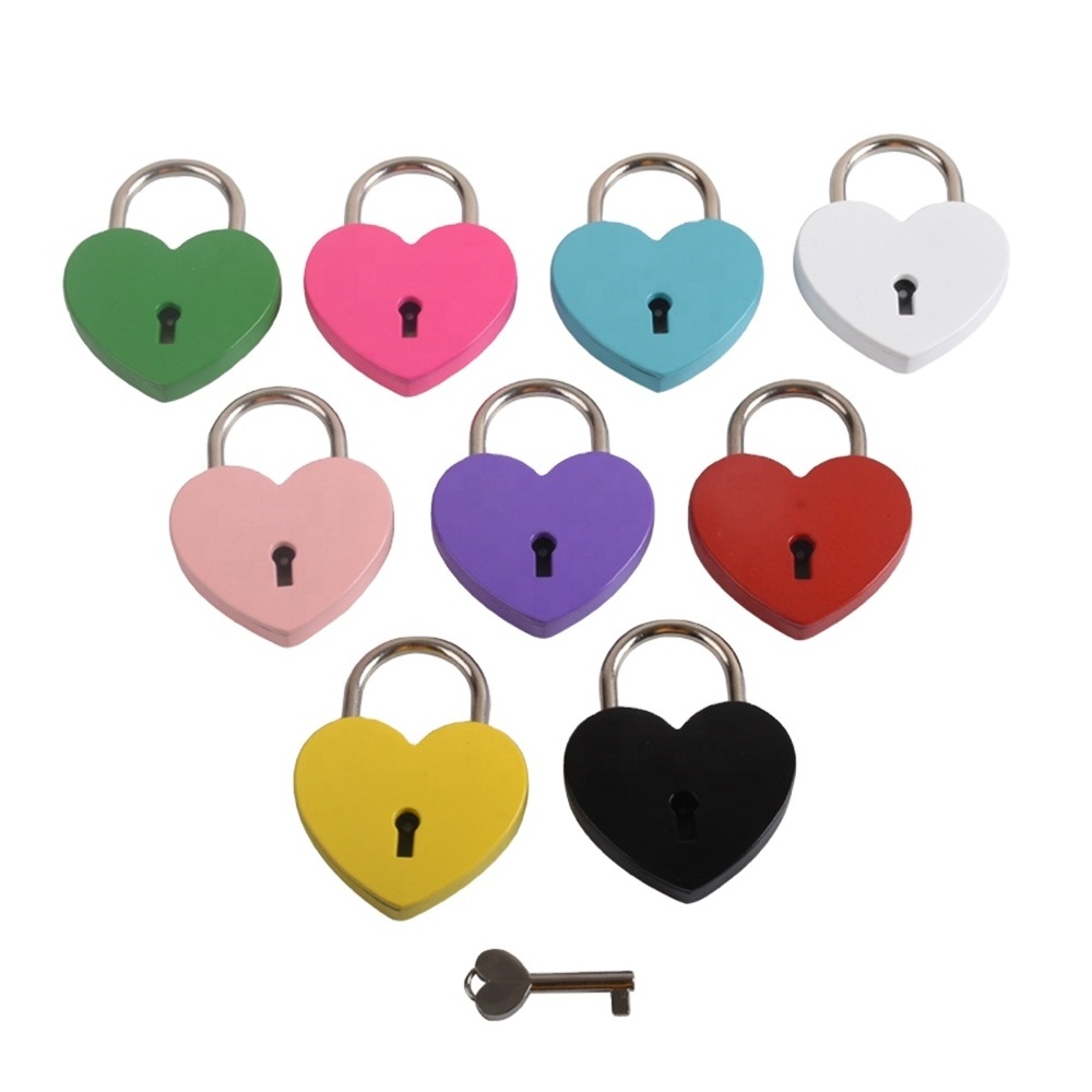 Cute Wedding Good Quality Safety Mixed Colored Love Heart Shaped Padlock For Door Luggage Gym