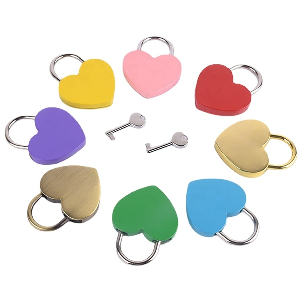 Cute Wedding Good Quality Safety Mixed Colored Love Heart Shaped Padlock For Door Luggage Gym