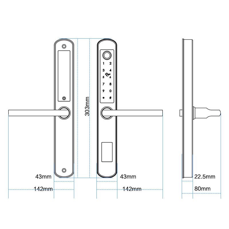 Eseye Waterproof Ip66 Outdoor Fingerprint Door Lock App Ttlock Ble For Narrow Profile Aluminum Doors Wooden Doors