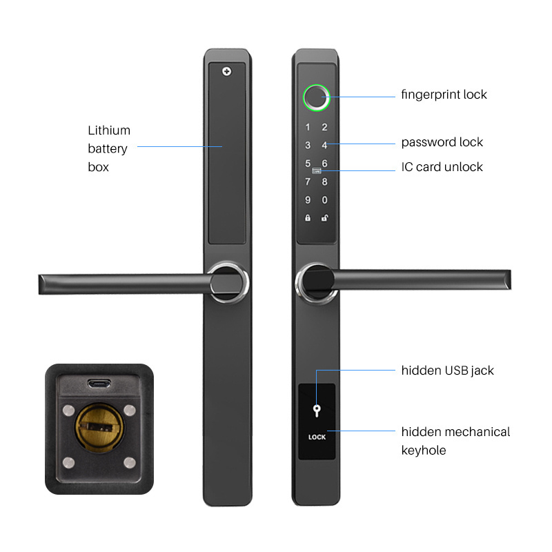 Eseye Waterproof Ip66 Outdoor Fingerprint Door Lock App Ttlock Ble For Narrow Profile Aluminum Doors Wooden Doors