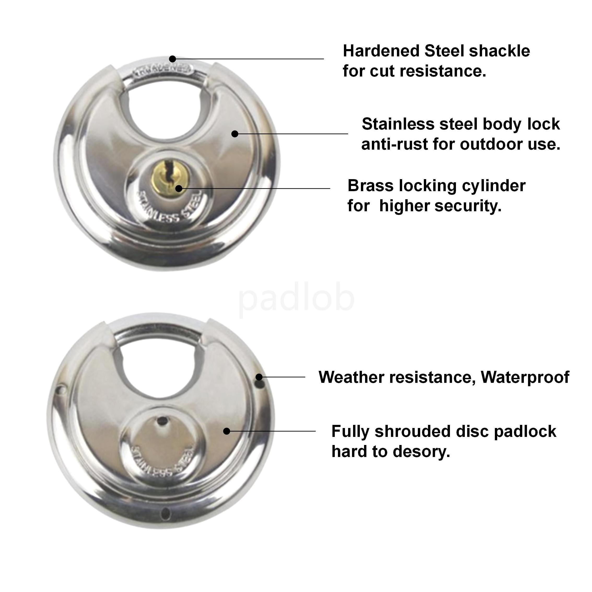 Usa Waterproof Self Storage Door Stainless Steel Disc Lock 70mm Uncuttable Disc Custom Logo Padlocks With Keys