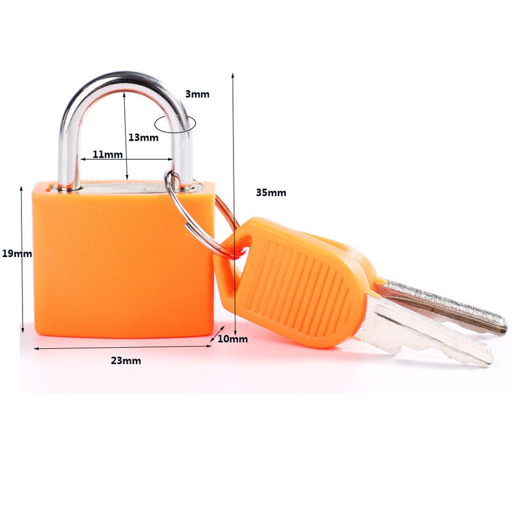 Colorful Pad Lock With Copper Lock Lylinder Aluminum Alloy  Body  Mini Padlock With 2 Keys For Luggage And Lockers