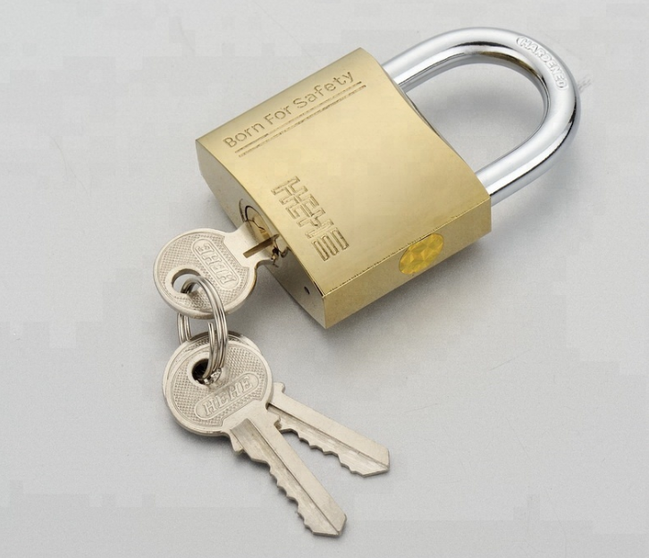 Free Samples Factory OEM High Quality Gold Plated Iron Padlock With Nickel Plated  Iron Keys For Door Lock