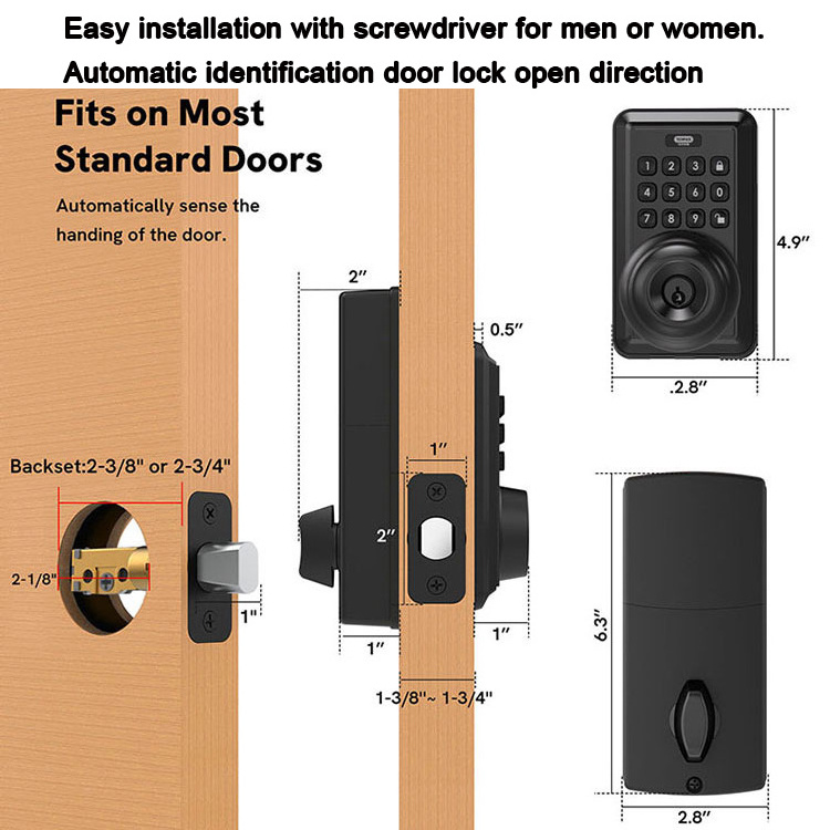 T626sk Waterproof Wifi App Door Locks Biometric Lock Fingerprint Door Handle Digital Keyless Electronic  Locks For Door