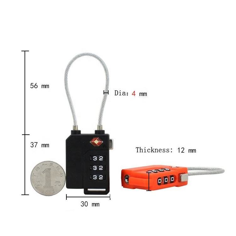 Outdoor Luggage Backpack Zipper Customs Lock Wire Rope Code Password Combination Padlock