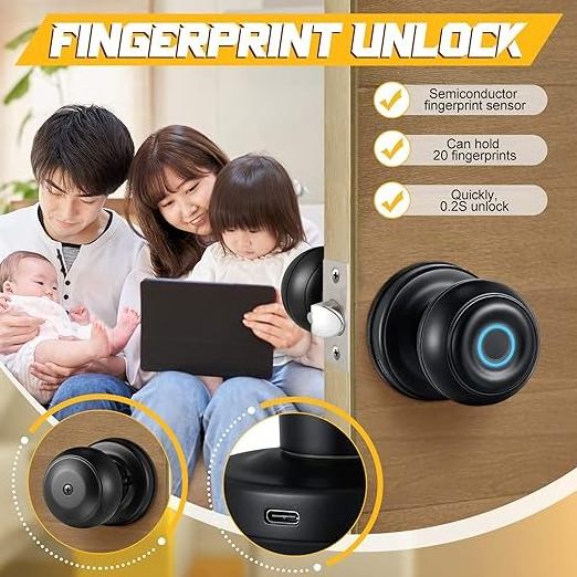 Fingerprint Door Lock Keyless Entry Door Lock Door Knob With App Control For Home