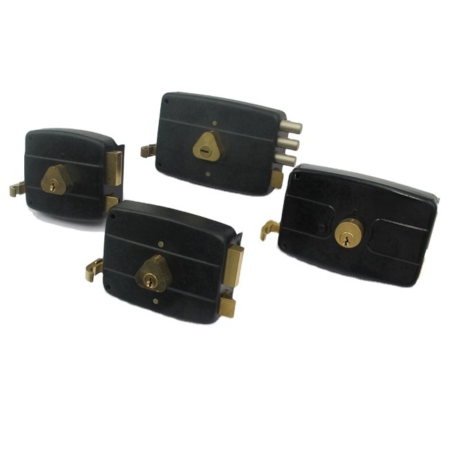 Mexico Security Door Brass 3 Round Lock Deadlock Gate Lock Surface Mounted With Long Throw Door Locks