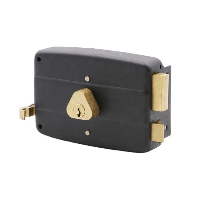 Mexico Security Door Brass 3 Round Lock Deadlock Gate Lock Surface Mounted With Long Throw Door Locks