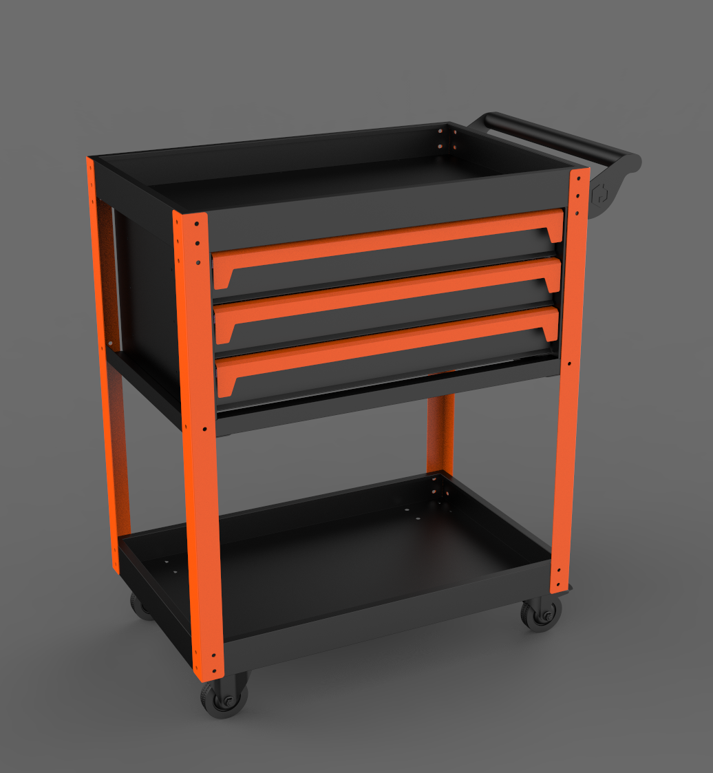 New Arrival Handle 3 Drawers Tool Chest Spcc Material Paint Surface Tools Cabinet With 4 Inch Wheel