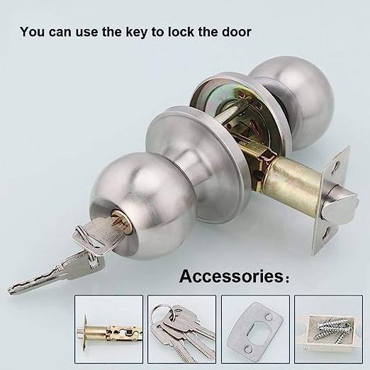 201stainless Steel Doorknob For Bedroom Door Locks With Keys