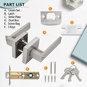 Zinc Alloy Handle And Rosette Security Locked Main Door Manijas Cerradura De Puerta, Brushed Satin Nickel