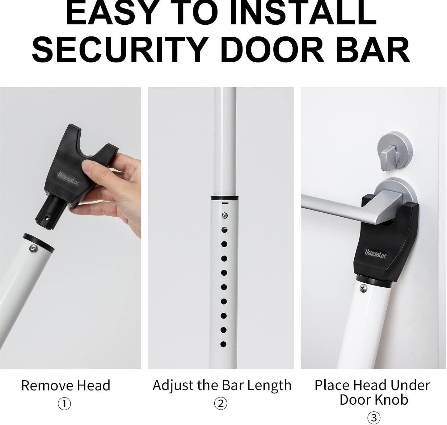 Security Door Jammer Adjustable Sliding Patio Door Security Bar Portable Door Lock