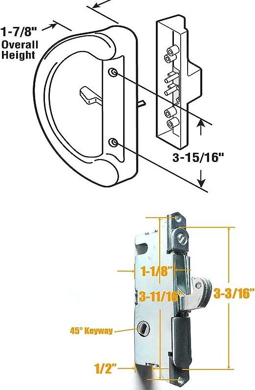 New Design Security Door Lock Sliding Patio Door Handle Set With Key Cylinder And Mortise Lock For Push Door Easily