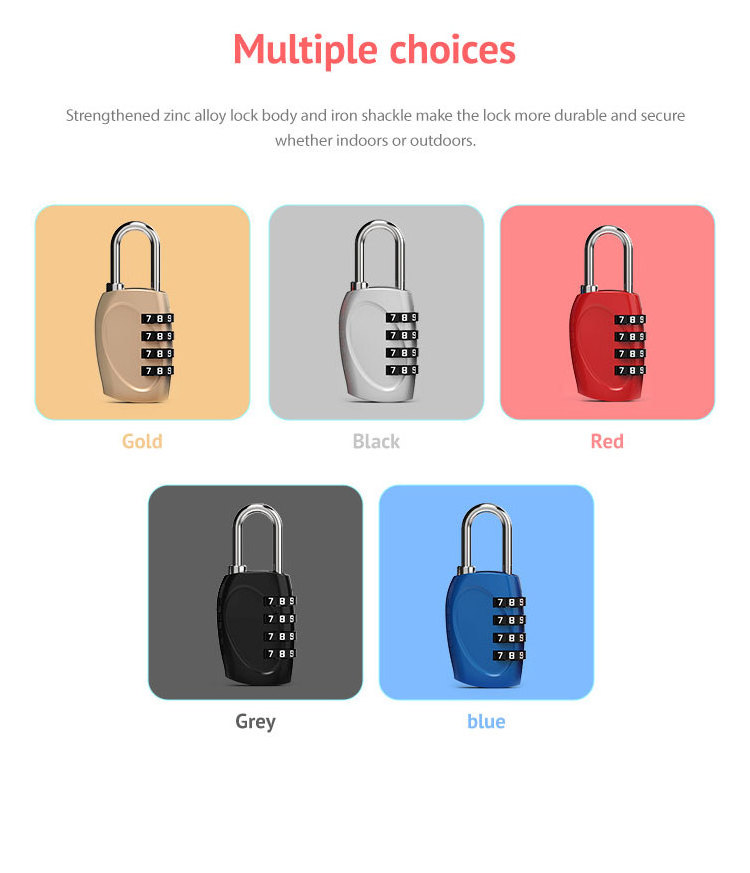 Hardened Steel Master Lock Safe Combination Lock Luggage Padlock 4 Digit For Backpack Mailbox Cabinet Door