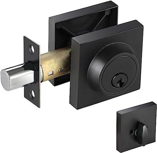 Zinc Alloy Matte Black/satin Stainless Steel Security Door Deadbolt Lock Square Single Deadbolt