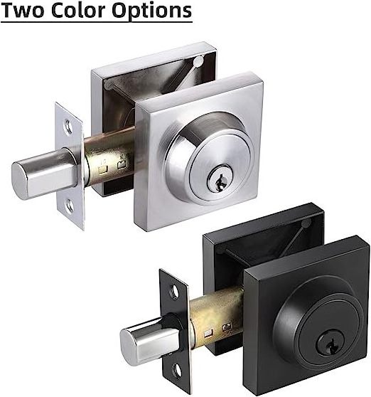 Zinc Alloy Matte Black/satin Stainless Steel Security Door Deadbolt Lock Square Single Deadbolt