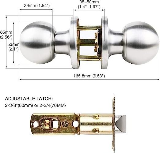 201stainless Steel Doorknob For Bedroom Door Locks With Keys