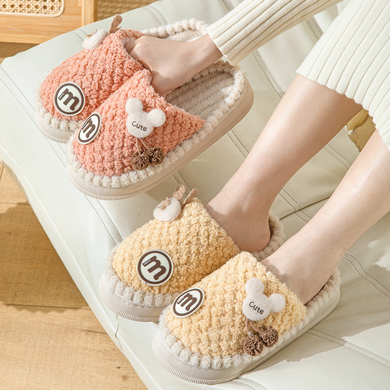 Wholesale Unisex Slippers 3d Furry Thick Sponge Sole  Cow Slippers Cute Animal Warm Slippers For Winter