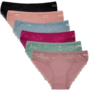 Soft Seamless Briefs Ladies Lace Embroidery Panties with Bow Breathable Women's Underwear Good Price Pure Cotton for Women