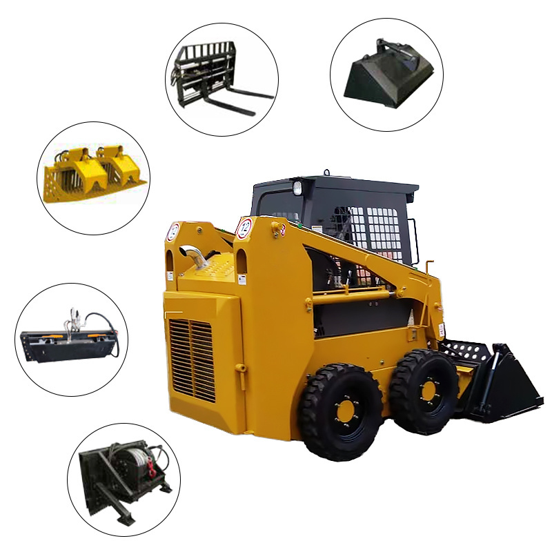 China brand new agricultural construction machines 4wd compact mini skid steer loader with track for sale