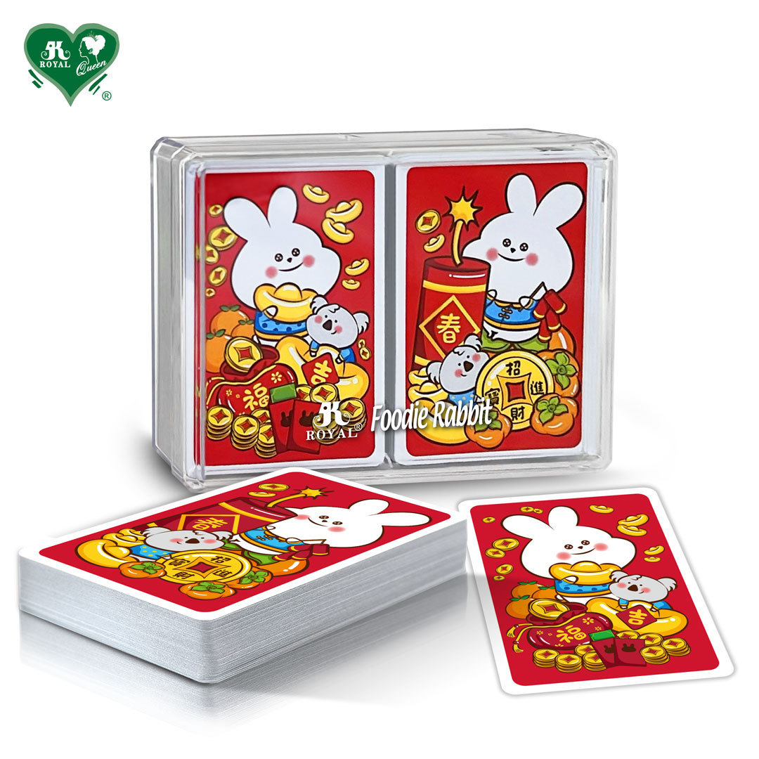 Foodie Rabbit Red Double Deck Plastic Poker Card Playing Cards