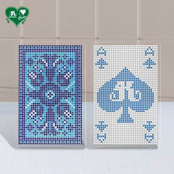 Blue Mosaic Pattern transparent Plastic Poker Playing Cards for Family Games