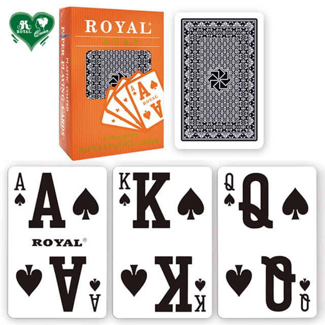 ROYAL high quality Black Core Paper Poker Playing Cards with Jumbo Index for low vision