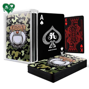 Black background Color Printing Series Playing Card Bulldog Dog Graphic Poker