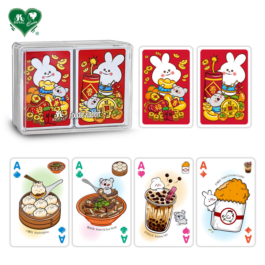 Foodie Rabbit Red Double Deck Plastic Poker Card Playing Cards