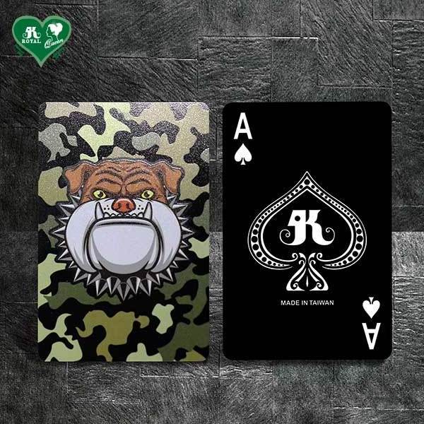 Black background Color Printing Series Playing Card Bulldog Dog Graphic Poker