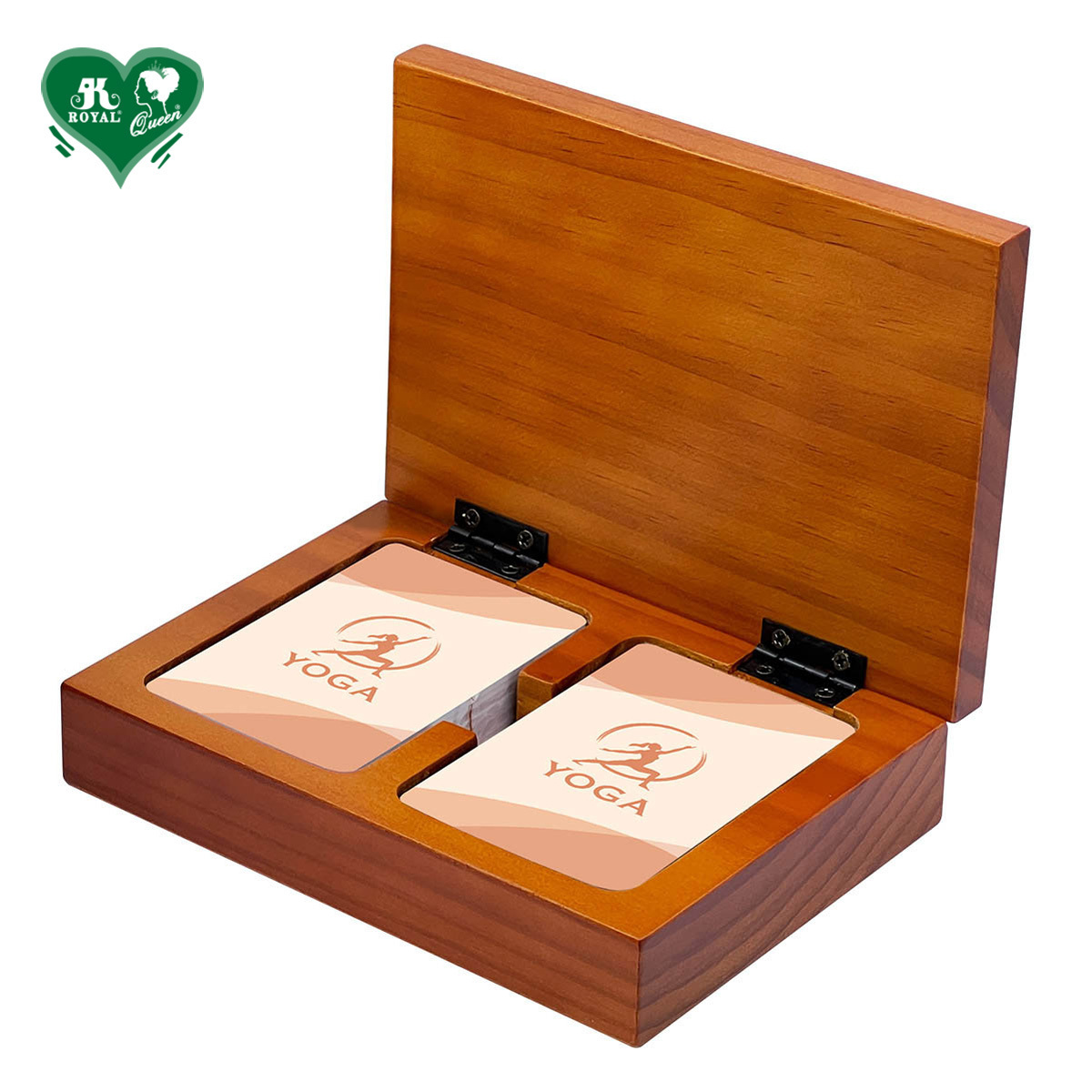 Custom Design Double Decks Wooden Box Playing Cards Poker Card