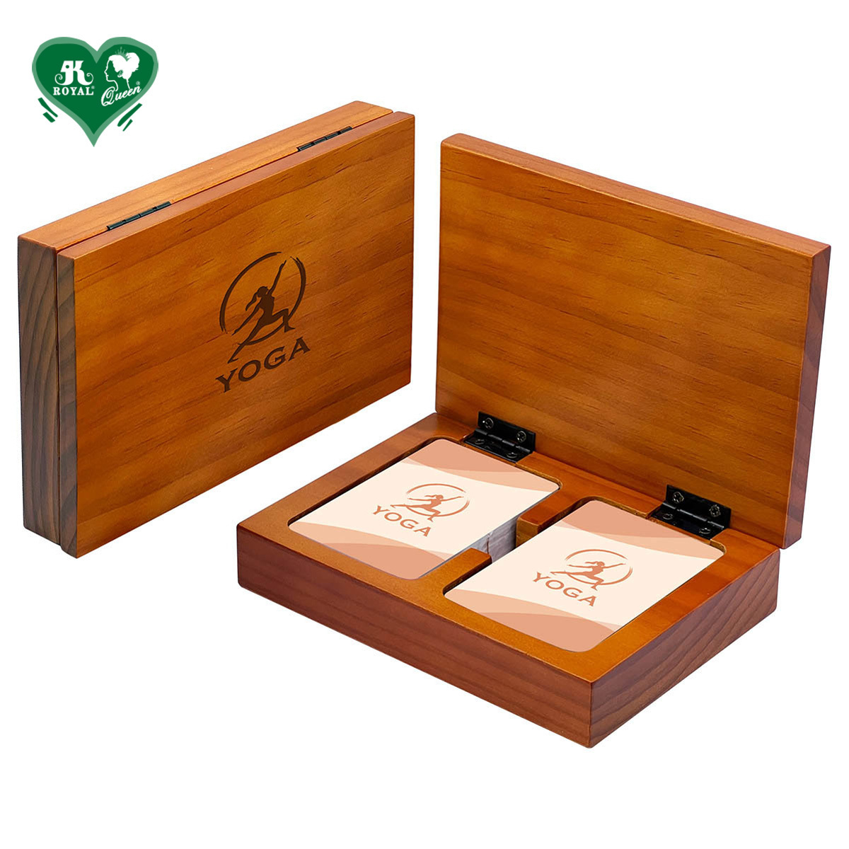 Custom Design Double Decks Wooden Box Playing Cards Poker Card