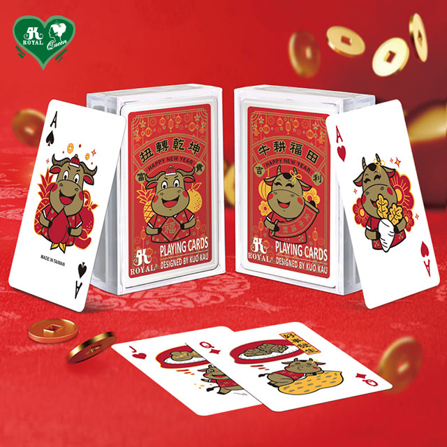 Chinese Zodiac Special Gift Ox White Plastic Playing Cards Poker Card