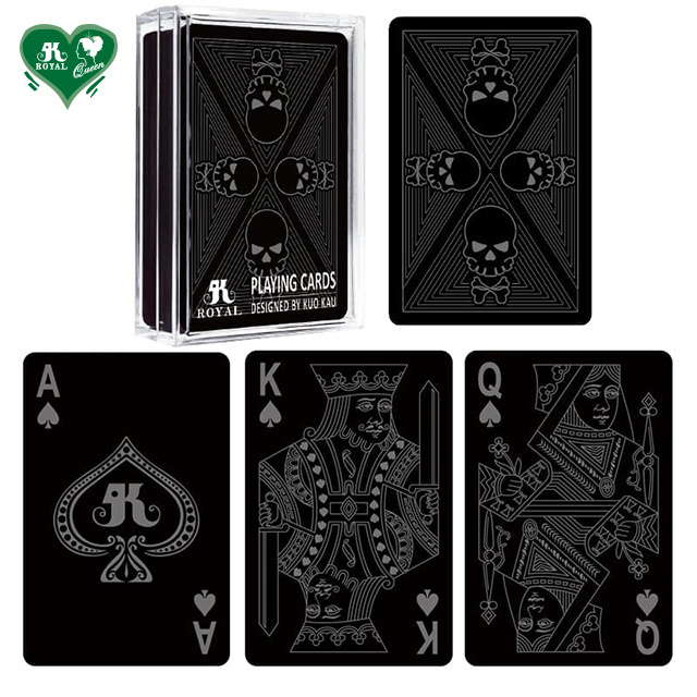 Black Plastic Special Varnish Skull Graphic design Poker Playing Cards