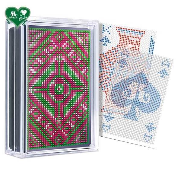 Special Pixel Totem Graphic Card Back Design Green & Pink Mosaic Plastic Playing Cards