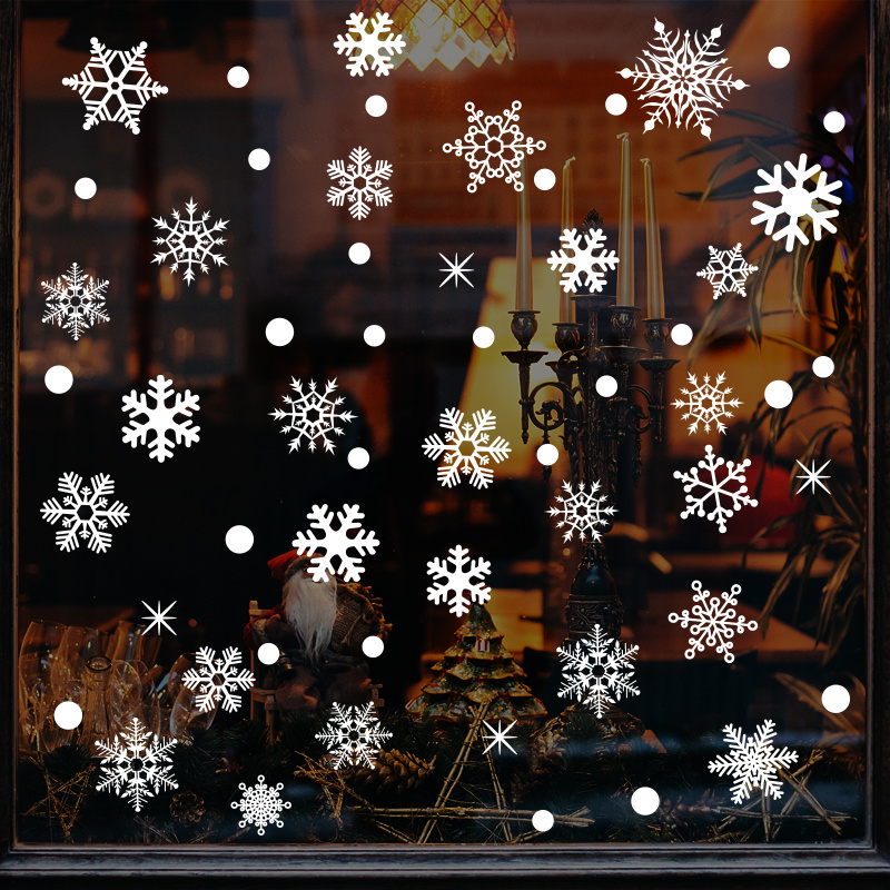 2022 New Design Snowflake Stickers Christmas Window Wallpapers Self Adhesive Xmas Festival Party Decorative Decor Wall Decals