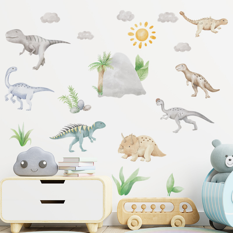 Jurassic World Wall Sticker Cartoon Dinosaur World Decals  Living Room Decorative Wallpaper