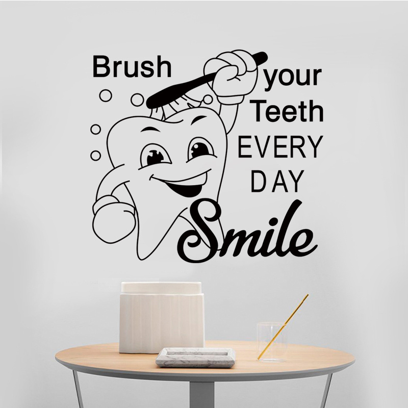 Brush Your Teeth Cartoon Sticker Bathroom Wallpaper Creative Living Room Decorative Decal Self Adhesive TV Background Murals