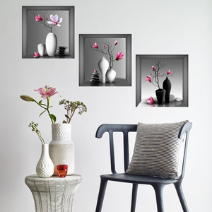 Vase flowers simulation picture frame wall stickers Bedroom living room decoration wallpaper self-adhesive PVC stickers