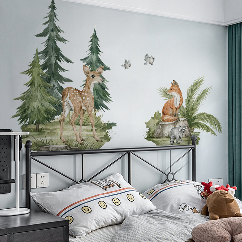 Tropical rainforest forest Wall Sticker Forest elk Decals  Living Room Decorative Wallpaper