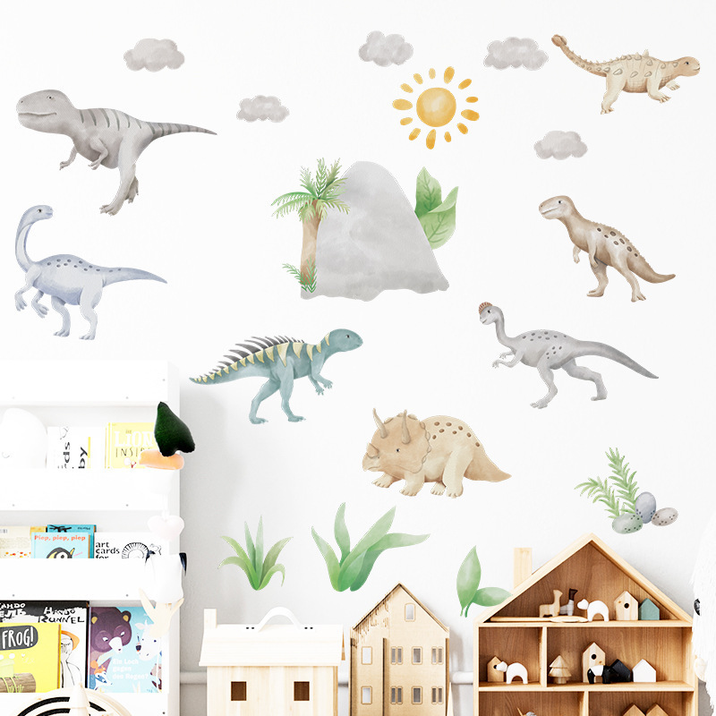 Jurassic World Wall Sticker Cartoon Dinosaur World Decals  Living Room Decorative Wallpaper