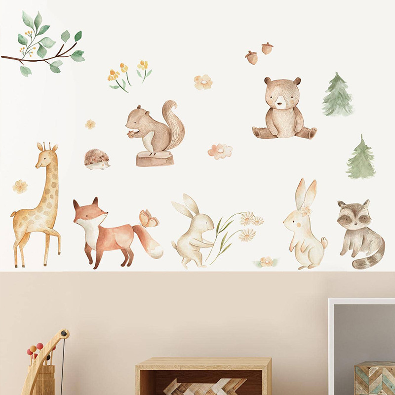 Cartoon funny rabbit Small animal PVC wall stickers living room children's bedroom self-adhesive decorative wallpaper