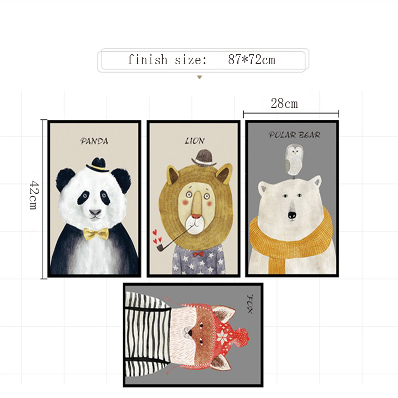 Cartoon Animal Wallpaper Frame Panda Fox Lion Bear Removable Wall Sticker For Kindergarten Children's Room Wall Decal