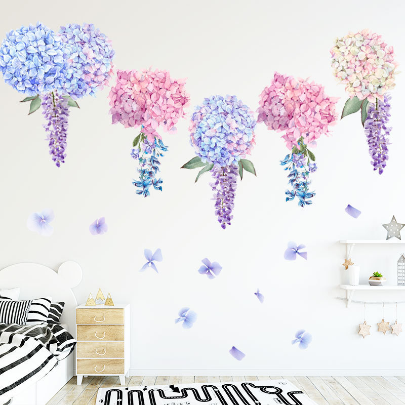 Hot Selling Purple Lavender Flower Ball Stickers 3D Wall Murals Household Design Wallpaper For Living Room Decoration Wall Decal