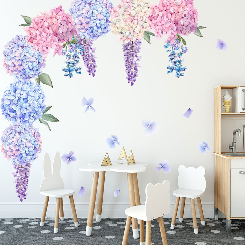 Hot Selling Purple Lavender Flower Ball Stickers 3D Wall Murals Household Design Wallpaper For Living Room Decoration Wall Decal