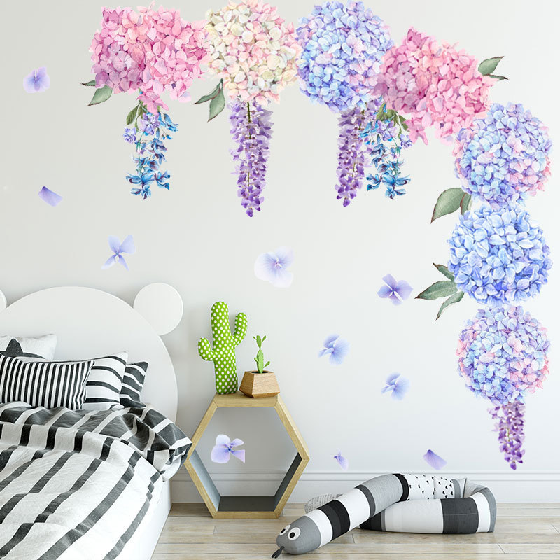 Hot Selling Purple Lavender Flower Ball Stickers 3D Wall Murals Household Design Wallpaper For Living Room Decoration Wall Decal